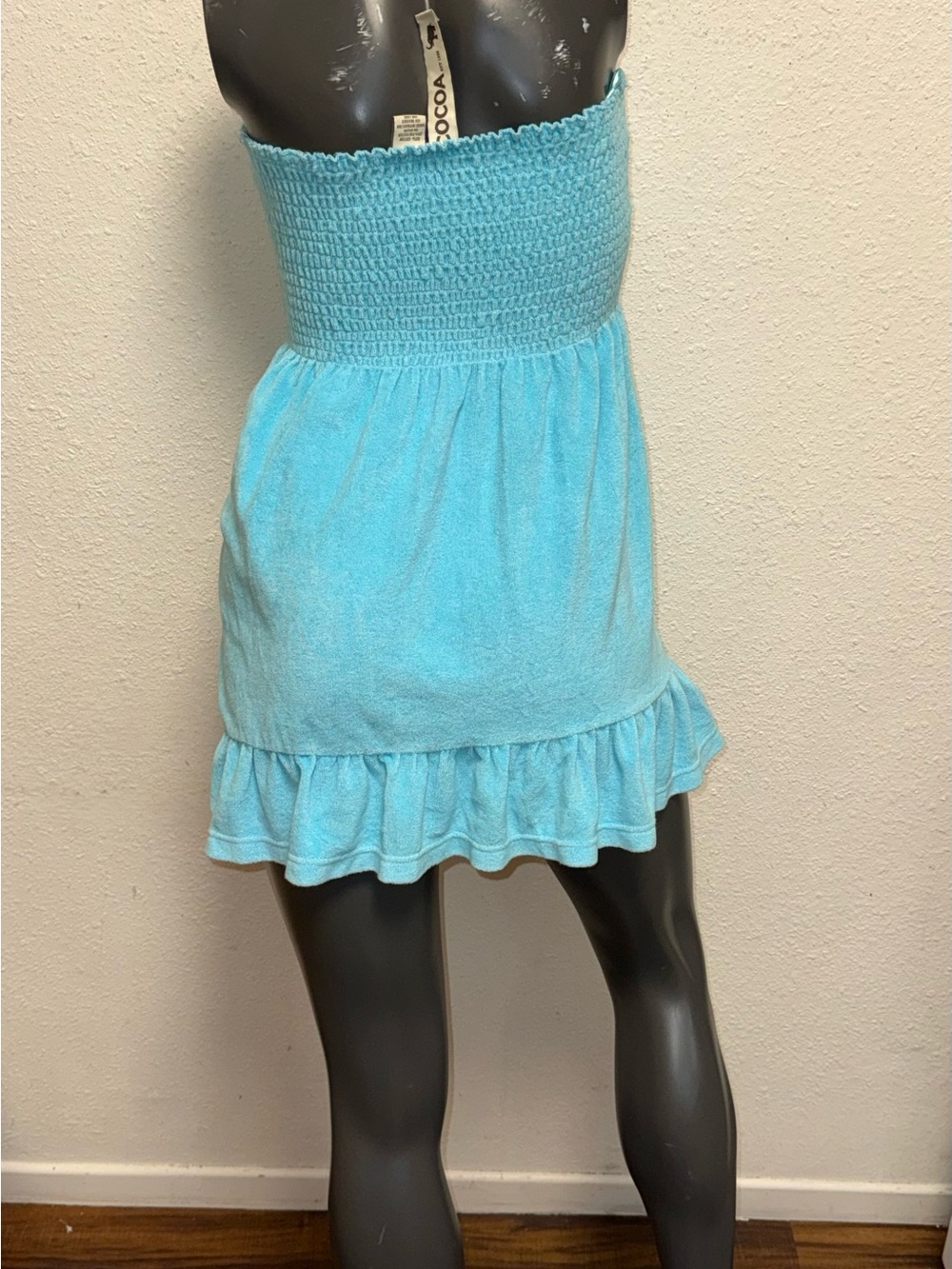 Light Blue Strapless Ruffle Mini dress - Picture 2 of 3